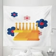 thumbnail image 1 of Empress Tapestry, Colorful Cartoon Classic Royalty Crown and Spring Flowers on Plain Backdrop, Fabric Wall Hanging Decor for Bedroom Living Room Dorm, 5 Sizes, White Multicolor, by Ambesonne, 1 of 1