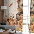 thumbnail image 4 of Orange Brown Animals Fall Semi Sheer Curtains 96 Inch Length 2 Panels Set,Pumpkins Thanksgiving Botanical Leaves Sheer Kitchen Curtain Voile Window Curtain for Living Room Bedroom Rod Pocket Drapes, 4 of 7
