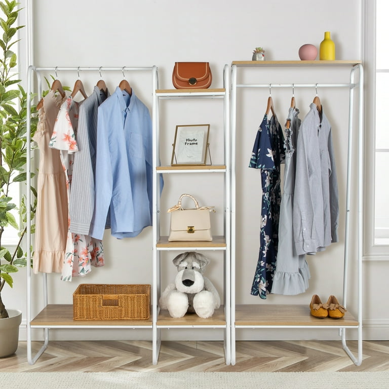 White clothes rack with shelves sale