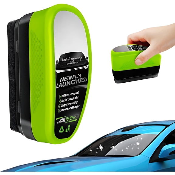 ACDANC Automotive Oil Film Cleaning Brush, Glass Oil Film Remover, Glass Cleaning Board for Windshield, Oil Repellent Film for Car Windows Cleaning Tool 150ml Capacity (1 Pcs)
