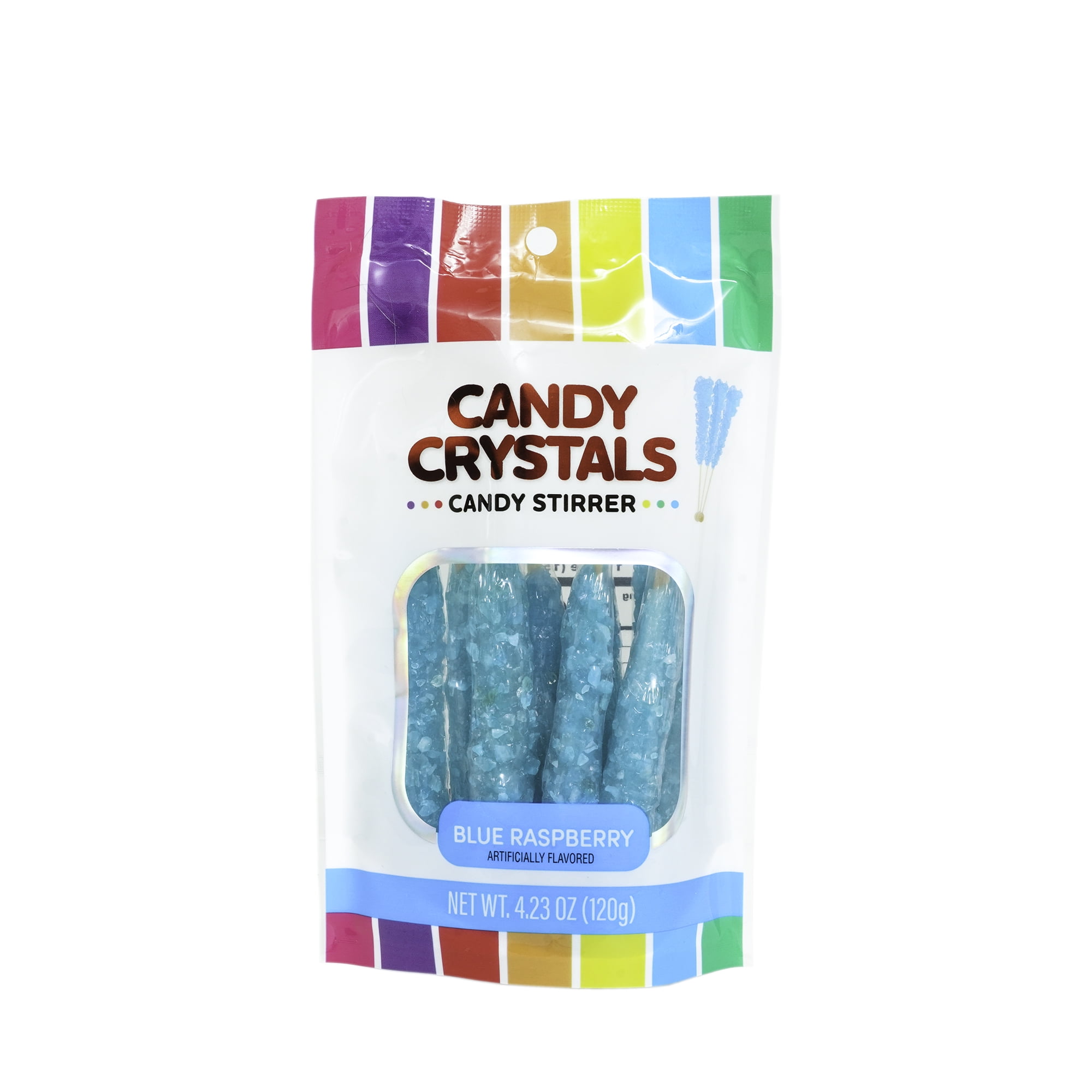 Hilco Candy Crystals Blue Raspberry Flavored Blue Candy Stirrers, 4.23 oz, 8 Pack