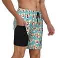 thumbnail image 2 of Sigee Cute Corgi Head Print Mens Swim Trunks with Compression Liner Quick Dry Swim Stretch Beach Shorts with Pockets,S-3XL, 2 of 7