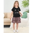 thumbnail image 2 of Sytepopcy Girls Summer Outfits Cat Shirt Two Piece Kitten Top Shirred Tiered Leopard Skirt Clothes Set School Outfits for Girls 5T/1935, 2 of 5