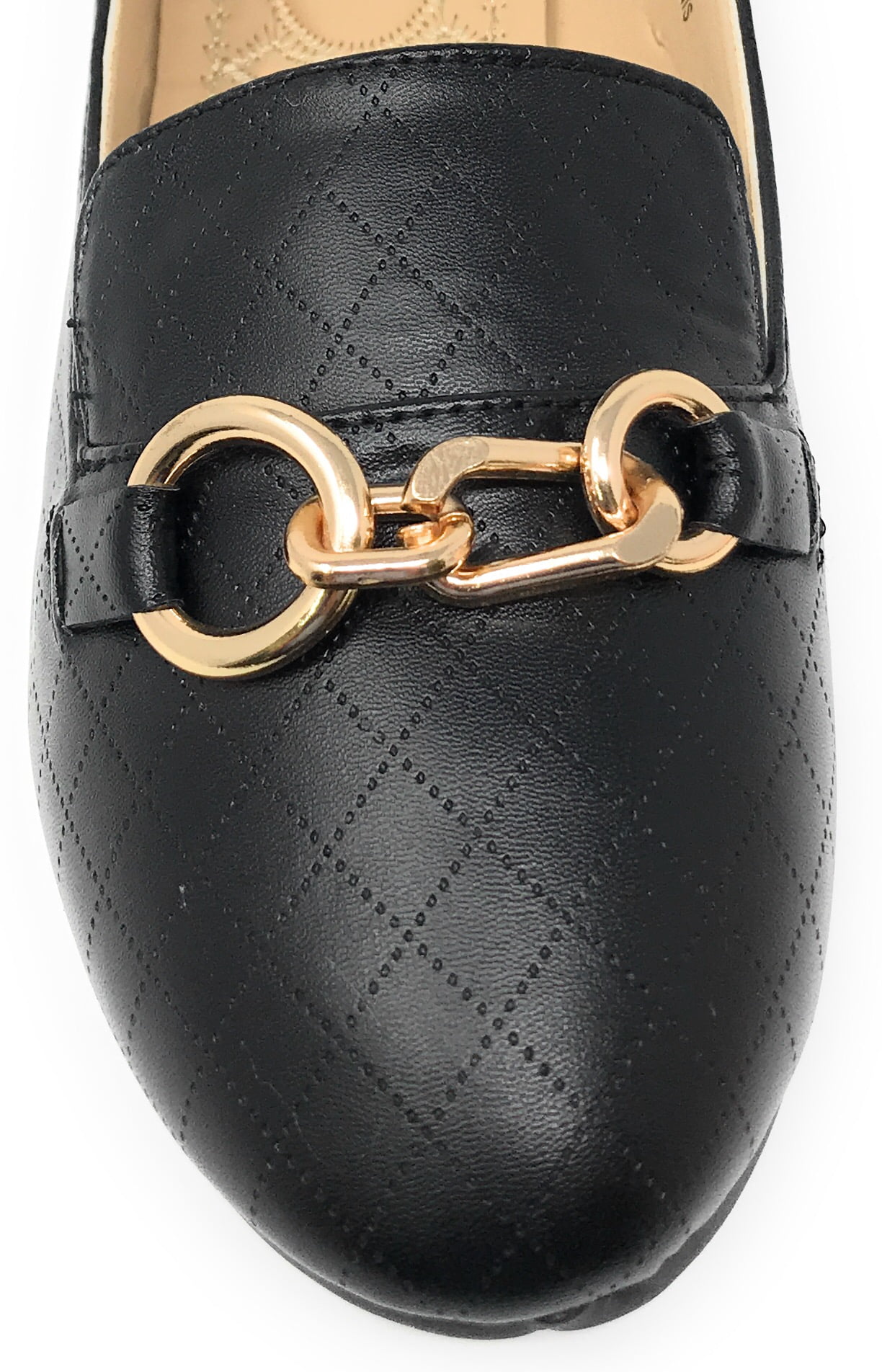 Victoria K Women's Foldover Quilted Gold Chain Ballerina Flats