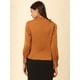 thumbnail image 5 of Camisa De Satén Con Cuello Alto Para Mujer Pajarita Blusas De Trabajo De Oficina Tops Marrón S, 5 of 6
