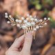 thumbnail image 2 of Nvzi Horquillas para el pelo de boda con flores para novias, peinetas con perlas de cristal, pinzas para el pelo, tocado, accesorios para el pelo de boda dorados, joyas - doradas, 2 of 4