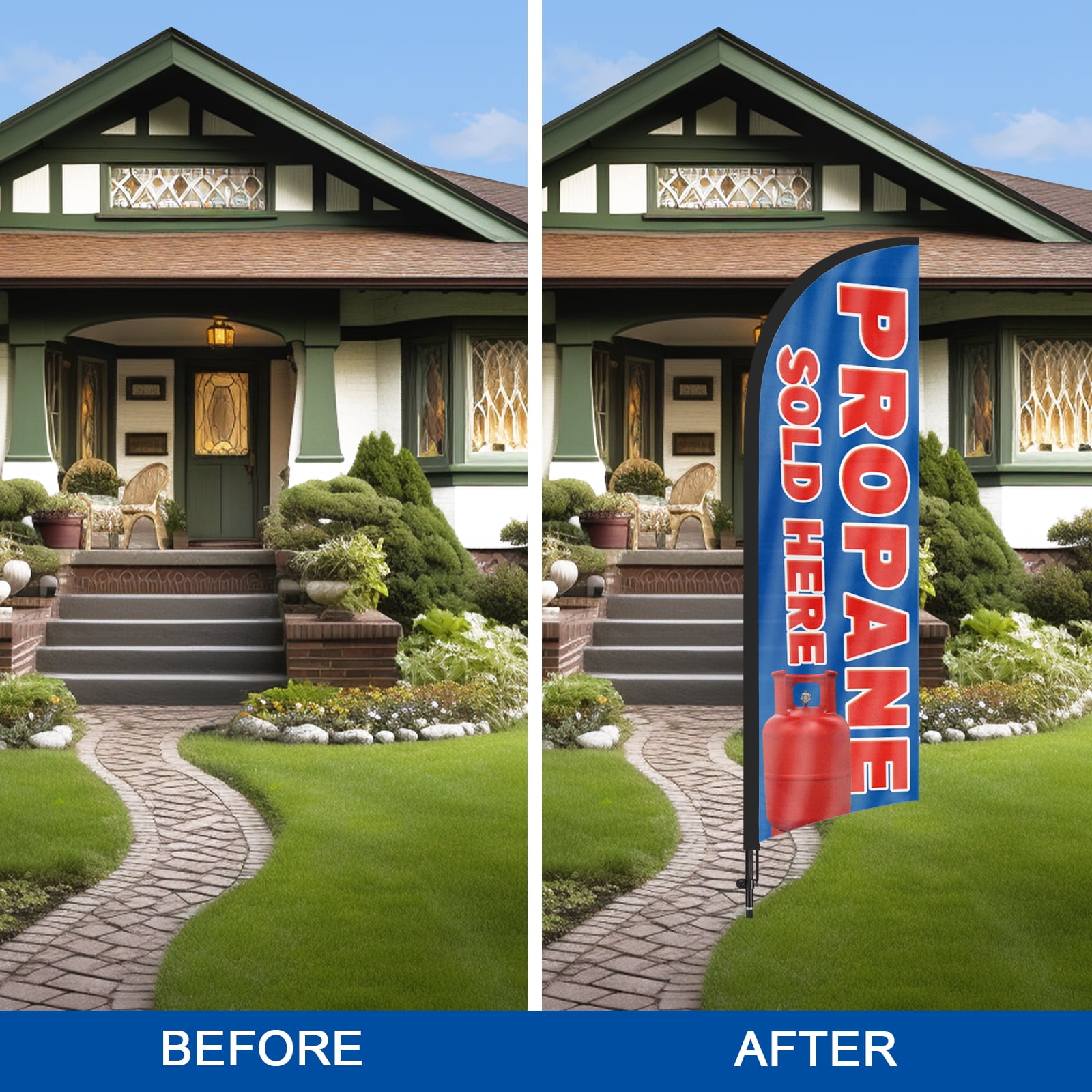 QSUM Propane Sold Here Sign Feather Flag with Pole Kit,7FT Propane Sold Here Decoration Display, Propane Sold Here Business Sign,Propane Sold Here Swooper Flag