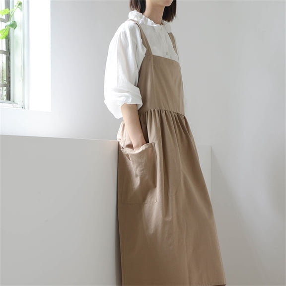 Large Waterproof Cotton Linen Apron with Pockets for Kitchen,Cooking,Florist,and Garden Workwear,Adjustable Bib Apron for Men and Women