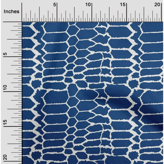oneOone Cotton Jersey Royal Blue Fabric Snake Animal Skin Sewing Material Print Fabric By The Yard 58 Inch Wide