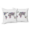 thumbnail image 6 of Ambesonne Floral Throw Pillow Cover 2 Pack, World Map with Flowers, 20", Lime Green Fuchsia, 6 of 6