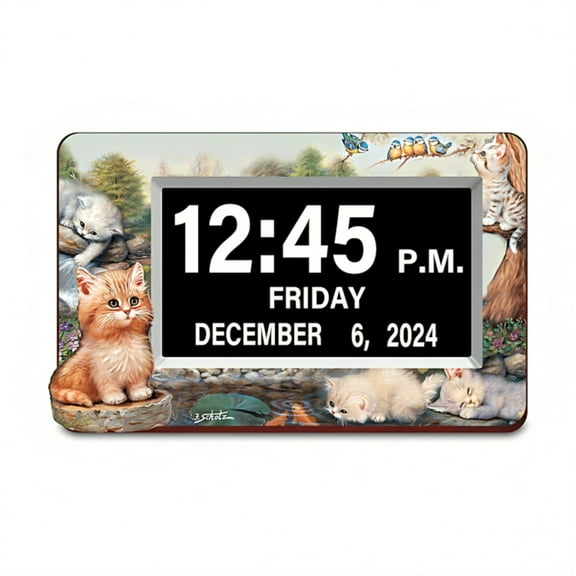 The Bradford Exchange Playful Kitties Easy-Read Digital Clock 9.5" W x 7" H