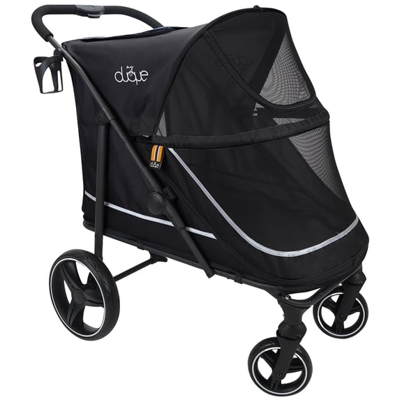 My Duque: CHAMP Big Raincover Pet Stroller - Black - Dogs & Animals Up to 110lbs, Weather-Resistant Shield,  Ventilated Mesh, Travel Carrier, Folding
