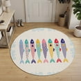 thumbnail image 3 of Round Area Rugs 4Ft, Colorful Fish Coastal Non-Slip Washable Circle Rugs Carpet, Nautical Summer Ocean Sea Rustic Indoor Outdoor Rug Floor Mats Throw Runner for Bedroom Living Room Bathroom, 3 of 8