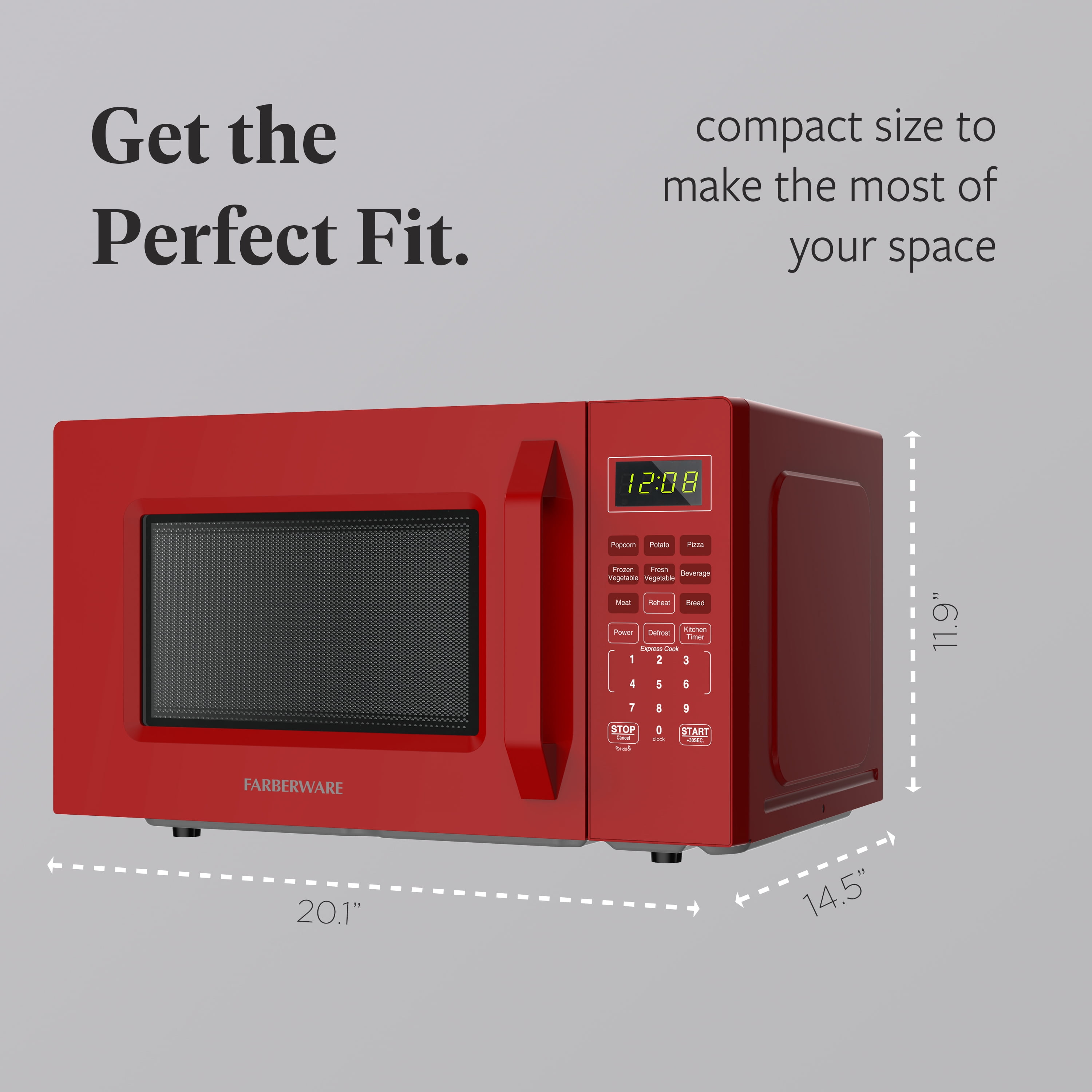 Farberware 1.1 cu ft Microwave Oven,1000W Countertop Microwave Oven with Auto Cook Menu, Red