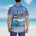 thumbnail image 6 of Balery Lighthouse in Havana Print Men's Hawaiian Shirts Short Sleeve Beach Shirt Relaxed Fit Vacation Button Down Shirts-Medium, 6 of 9