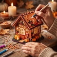 thumbnail image 5 of Racsoh Thanksgiving DIY Diamond Art Hanging Ornament, House Shaped Wooden Craft Kit, Handmade Fall Decoration, for Home Wall Door Tabletop (A), 5 of 6