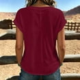 thumbnail image 5 of hoksml Women's Casual Short Sleeve Button Blouse, V-Neck Cotton Loose Fit Top Solid Color Summer Shirt, 5 of 5