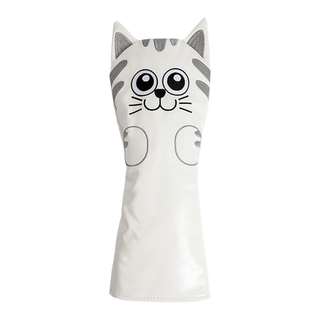 jinwen Golf Club Head Covers Mallet Putter Cat Pattern Accessories Putter Cue Headcover Driver White