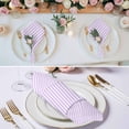 thumbnail image 2 of Purple White Stripe Cloth Napkins, Modern Minimalist Geometric Striped Washable and Reusable Dinner Napkins Set of 4, Table Napkin for Kitchen Party Birthday Wedding Hotel Housewarming 20"x20", 2 of 8