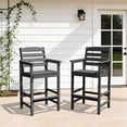 thumbnail image 3 of FUNDAZE Outdoor Bar Height Chair Set of 2, HDPE Weather Resistant Patio Stools with Wide Seat, Ergonomic Back, Armrest & Footrest, Tall Bar Chair for Garden, Poolside, Balcony, Gray, 3 of 6