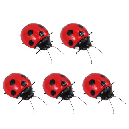 

5pcs Ladybird Shape Fridge Magnet Ladybird Microlandscape Decoration Highly Simulated Insect Fridge Magnets Red