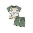 thumbnail image 2 of Aojekbee Baby Boys Summer Outfits Animal Print Short Sleeves T-Shirt and Elastic Shorts Set for 2 Piece Vacation Clothes Set, 2 of 10
