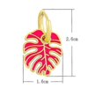 thumbnail image 3 of Aros con forma de hoja de monstera, esmalte blanco y azul, pequeños pendientes colgantes, color rosa, 3 of 4