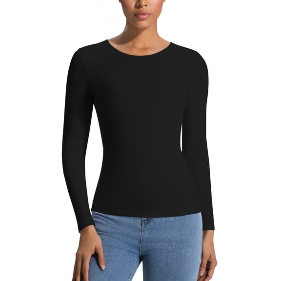Athlemo Women's Long Sleeve Light Compression Underwear Seamless Base Layer Top