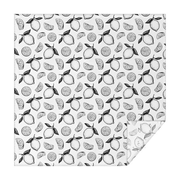 BlackWhite Lemon Fruit Slices White Pattern Square Tablecloth,Waterproof Square Table Cover,Wipeable Spillproof Washable Table Cover for Home Kitchen Party Decor 42"X42"(107x107cm)