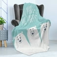 thumbnail image 4 of Sea Animals Soft Flannel Fleece Throw Blanket, Funny and 3 Bears with Different Cheerful Expressions Artwork, Cozy Plush for Indoor and Outdoor Use, 50" x 70", Aqua White, by Ambesonne, 4 of 5