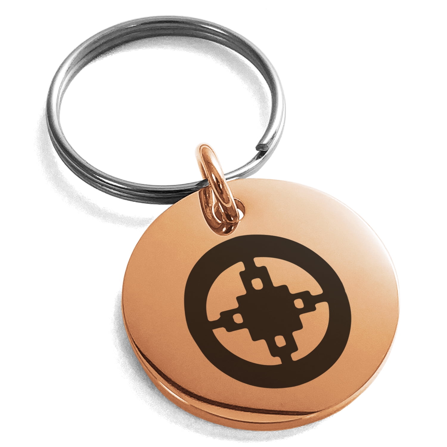 Stainless Steel Aztec Intelligence Rune Engraved Small Medallion Circle ...