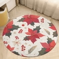 thumbnail image 6 of Christmas Poinsettia Red Flower Round Carpet Circle Rug Outdoor Patio Area Rug Washable Large Area Rugs Hallway Room Decor Fitness Mats, 6 of 8