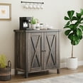 thumbnail image 4 of Armoire de Rangement d'Entrée Style Ferme - Buffet Moderne Blanc et Brun avec Tablette Ajustable, 2 Portes de Grange - Console d'Accent pour Salon, Salle à Manger, Cuisine, Couloir, 4 of 8