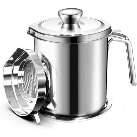 

Bacon Grease Container Stainless Steel Food Oil Container with Strainer Can Kitchen Filter Pot Storge Frying Oil Cooking Grease