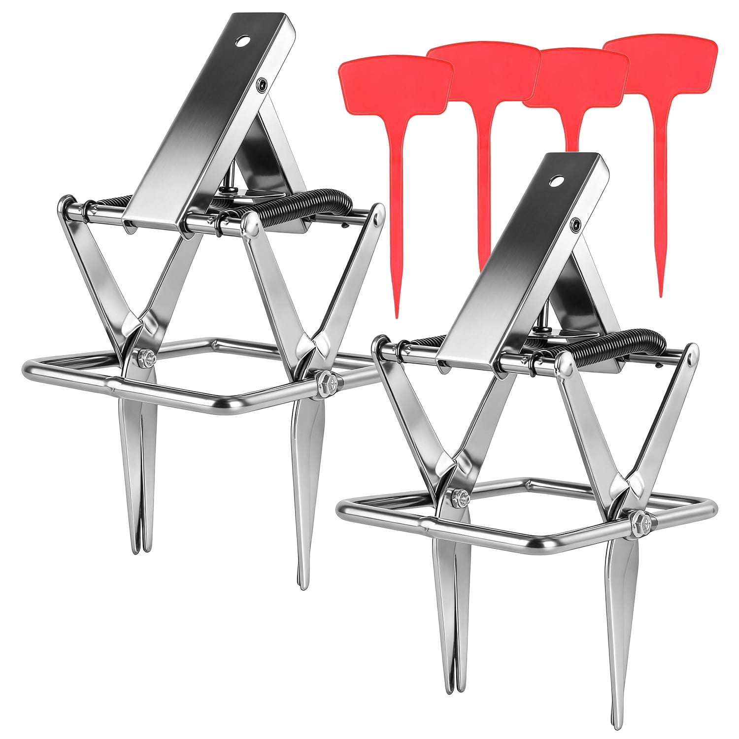 2 Pack Mole Traps Thickened Metal Mole Scissor Trap Reusable Mole Trap Mole Control Easy Set Ground Mole Trap for Lawns (Silver)