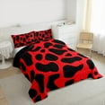 thumbnail image 3 of jejeloiu Kawaii Leopard Print Queen Comforter Set,Cartoon Cheetah Pattern Bedding Sets,Red Black Bedding Comforter Set For Adults,Ultra Soft Home Decor Reversible,3-Piece, 3 of 8
