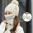 thumbnail image 3 of Women Winter Hat Set of 4 , Winter Beanie with Buttons Scarf Facial Cover and Touch Screen Gloves Fleece Lining Kint Hat, 3 of 6