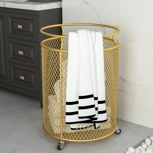 Metal Laundry Basket Organizer Blanket Storage Basket Hamper Basket Storage Cart with Wheels Storage Basket for Office Garden Balcony Indoor
