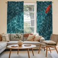 thumbnail image 2 of Teal Green Ocean Waves Kitchen Curtain for Berdoom Living Room Cafe 72 Inch Length, Red Boat Coastal Tiers Curtains Light Filtering Drapes Rod Pocket Window Treatment 2 Panels 52"Wx72"L, 2 of 8
