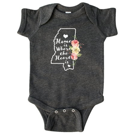 

Inktastic Mississippi Home is Where the Heart is with Watercolor Gift Baby Boy or Baby Girl Bodysuit