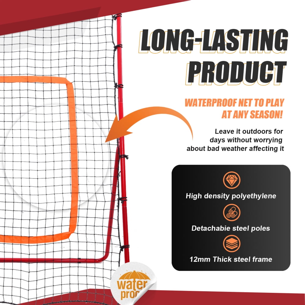 6x3.6ft Volleyball Rebound Net with 4 Adjustable Angles, Portable Practice Net for Beginners & Pros