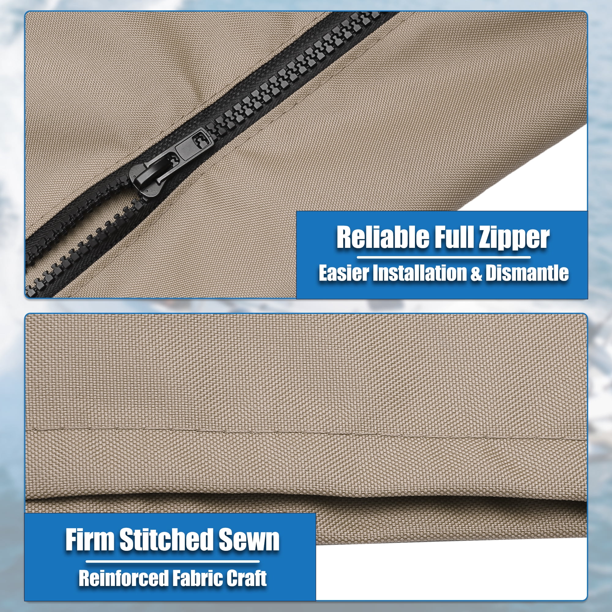 Unique Bargains Bimini Top Storage Boot Cover Stern Light Hole 3 Bow 4 Bow Beige 97"-103"