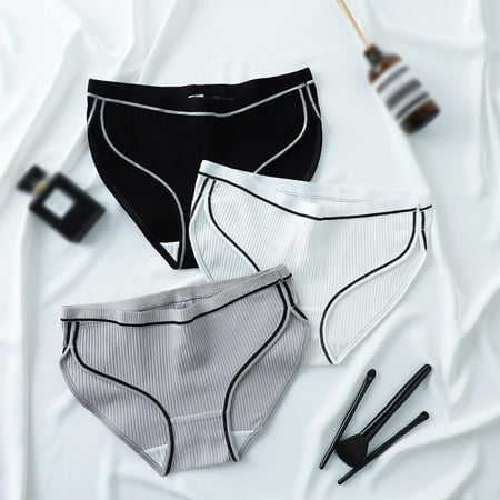 

3-Pack Womens Low Waist Comfy Briefs Underwear Breathable Cotton Sexy Underpants