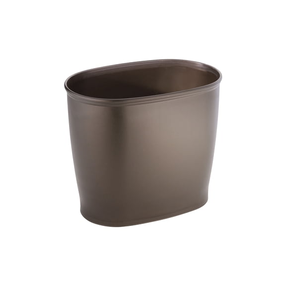 Small Plastic Oval Bathroom Trash Can - Modern Design - Narrow Garbage Bin for Bedroom, Office, Desk, Dorm