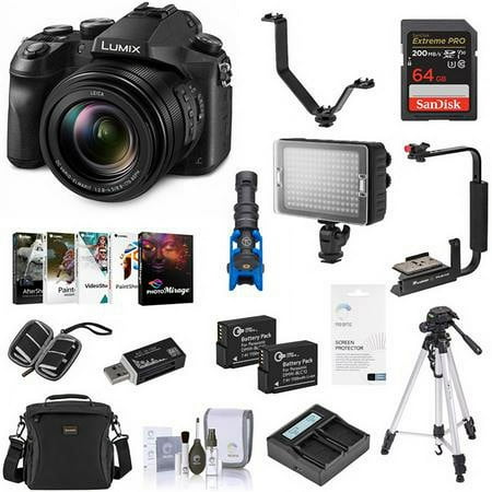 UPC: 0840014193356 | Lumix DMC-FZ2500 Digital Camera – Bundle With Camera Case  64GB SDxC U3 Card  2x Spare Battery  Tripod  Video Light  Flip Flash Bracket  Shotgun Mic  Memory Wallet  Software Package  and Mor