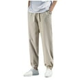thumbnail image 2 of Handshe Men's Casual Pants with Drawstring Pockets & Elastic Waistband, Comfort-Fit Relaxed Outdoor Trousers, 2 of 7