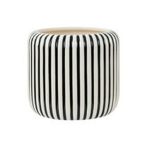 Beautiful 8" Black Stripe Ceramic Planter by Drew Barrymore
