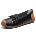 thumbnail image 4 of Rokment Womens Vintage Bow Wedges Slip on Penny Loafers Walking Shoes Casual Comfortable Color Block Leather Low Heels Oxfords Dressy Ballet Flat for Ladies Black Size 6.5, 4 of 5