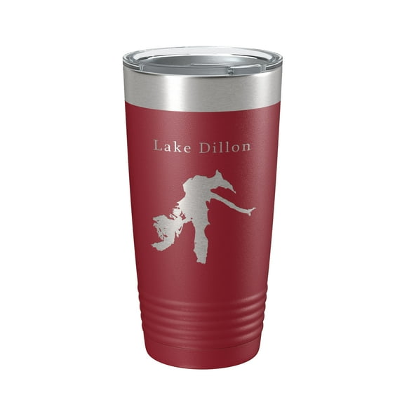 Lake Dillon Map Tumbler Travel Mug Insulated Laser Engraved Coffee Cup Colorado 20 oz Maroon