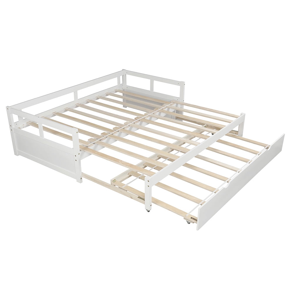 Kepooman Pine Wood with Trundle Daybed, Twin, White Kepooman Pine Wood with Trundle Daybed, Twin, White